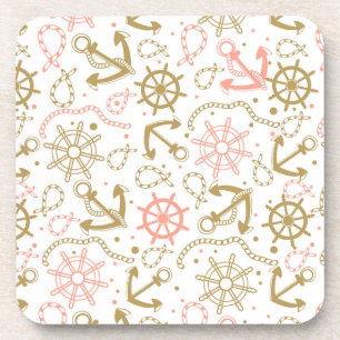 Golden Anchor Pattern Coaster