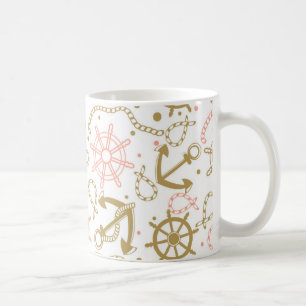 Golden Anchor Pattern Coffee Mug