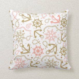 Golden Anchor Pattern Cushion