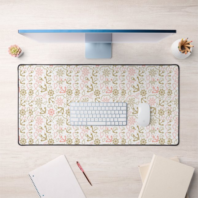 Golden Anchor Pattern Desk Mat (Office 1)