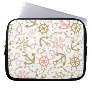Golden Anchor Pattern Laptop Sleeve