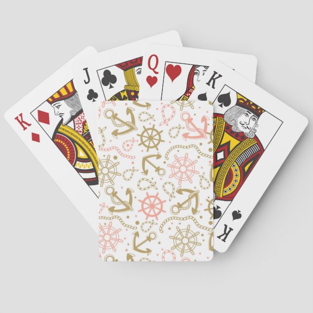 Golden Anchor Pattern Playing Cards (Back)