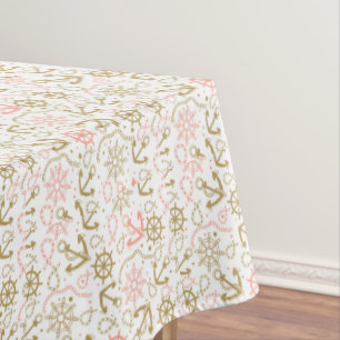 Golden Anchor Pattern Tablecloth