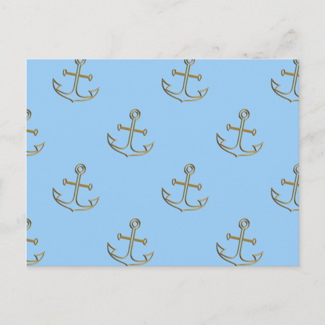 Golden Anchors, Blue Sea Postcard (Front)
