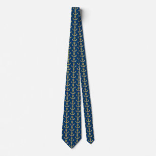 Golden anchors pattern tie