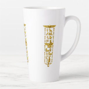 Golden Ancient Egyptian Symbols – Luxurious Hierog Latte Mug