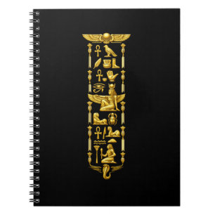 Golden Ancient Egyptian Symbols – Luxurious Hierog Notebook