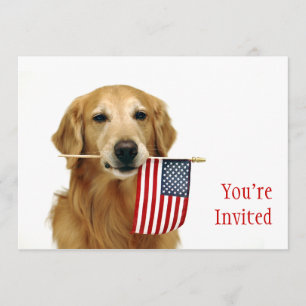 Golden and American Flag Invitation