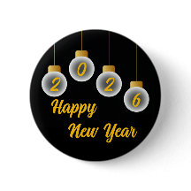 Golden and Black 2026 New Year Pin Button