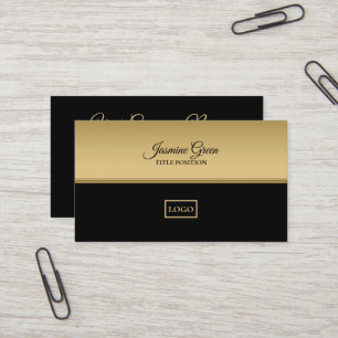 Golden And Black Background Gold Line Business Card