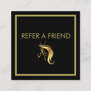 Golden and Black Beauty Salon Referral Card