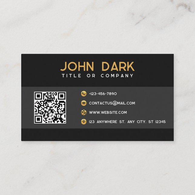 Golden and Black Business Card with QR (Back)