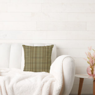 Golden and Black Elegant Stripes Cushion
