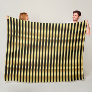 Golden and Black Elegant Stripes Fleece Blanket