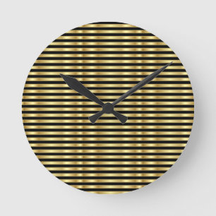 Golden and Black Elegant Stripes Large Clock