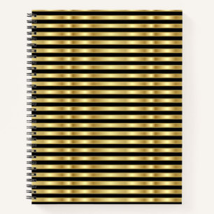 Golden and Black Elegant Stripes Notebook