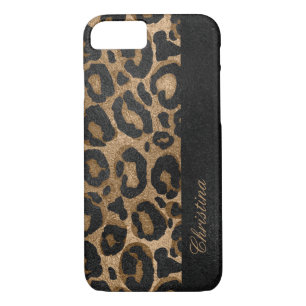 Golden and Black glitter  Leopard/ Jaguar print iPhone 8/7 Case