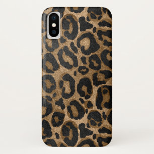 Golden and Black glitter  Leopard/ Jaguar print iPhone X Case