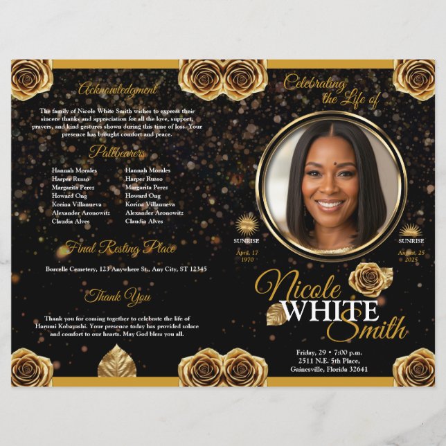 Golden and Black Life Celebration Program (Front)