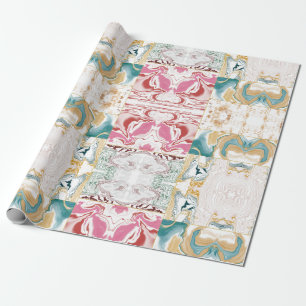 Golden and blue marble pattern wrapping paper