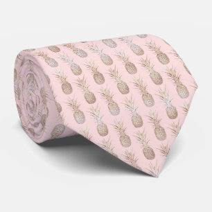 Golden and blush pineapples pattern tie