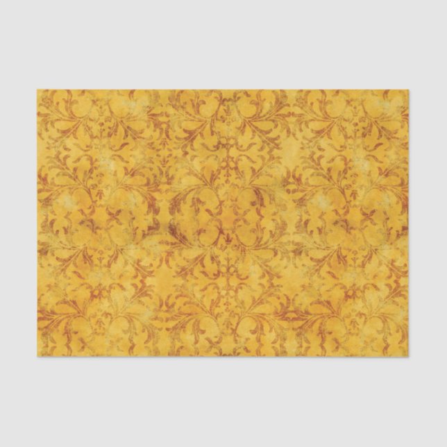 Golden and Brown Damask Tissue Paper (Front)