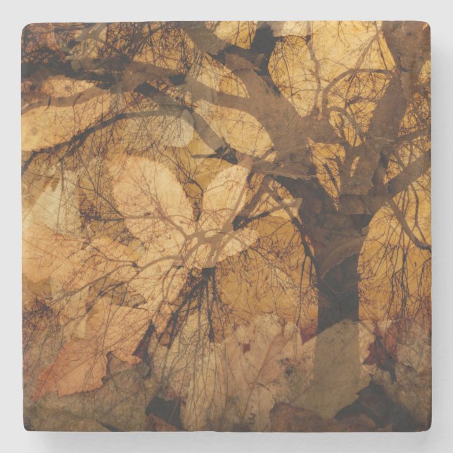 Golden and Brown Leaves | Merritt Island, FL Stone Coaster (Front)