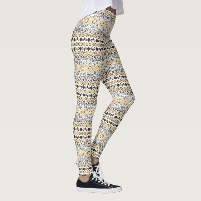 Golden and Charcoal Mandala Pattern Leggings (Right)