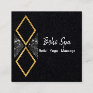 Golden and Gliiter Geometric Boho Square Business Card
