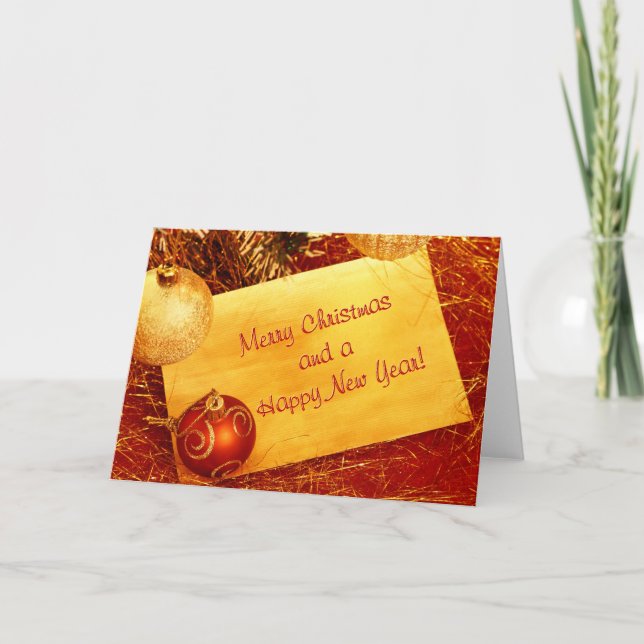 Golden and Red Christmas Greeting Card (Front)