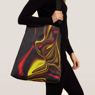 Golden and red curved strokes with dark parts crossbody bag