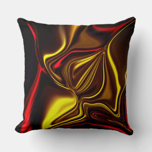 Golden and red curved strokes with dark parts cushion