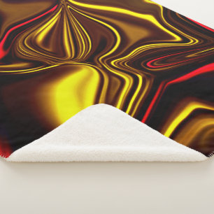 Golden and red curved strokes with dark parts sherpa blanket