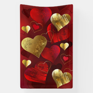 Golden and red valentines banner