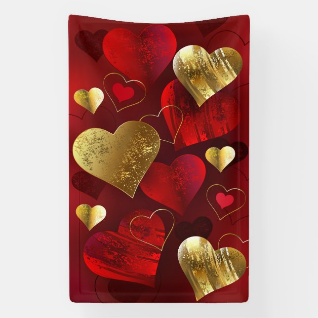 Golden and red valentines banner (Vertical)