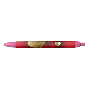 Golden and red valentines black ink pen