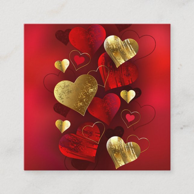 Golden and red valentines calling card (Front)