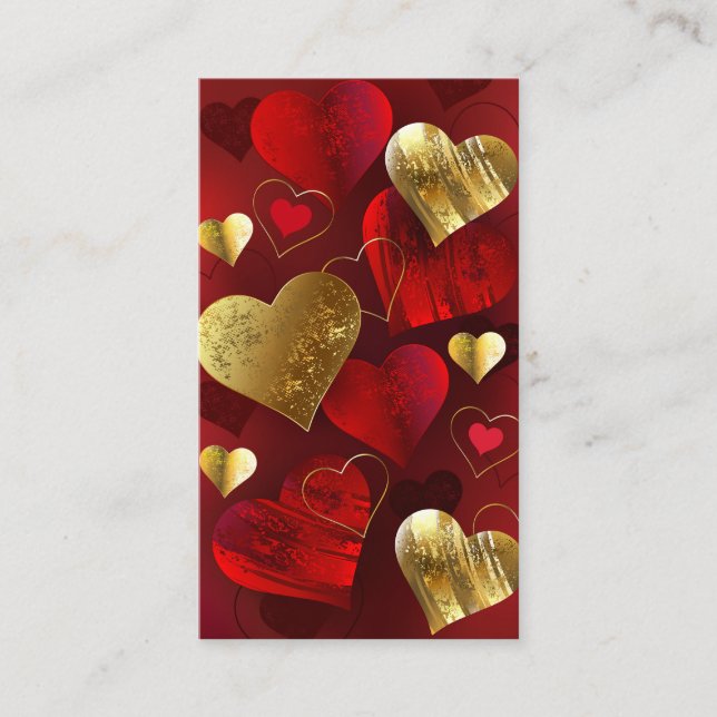 Golden and red valentines calling card (Front)