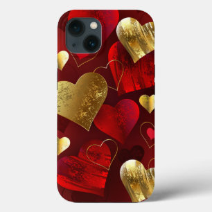 Golden and red valentines iPhone 13 case