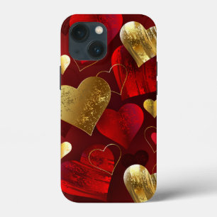 Golden and red valentines iPhone 13 mini case