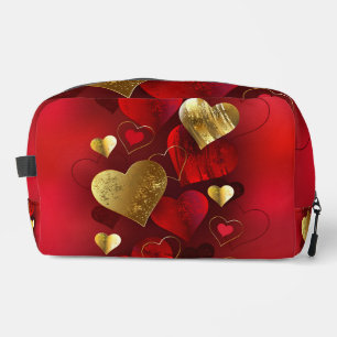 Golden and red valentines dopp kit