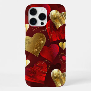 Golden and red valentines iPhone 16 pro max case