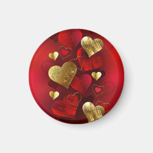Golden and red valentines magnet