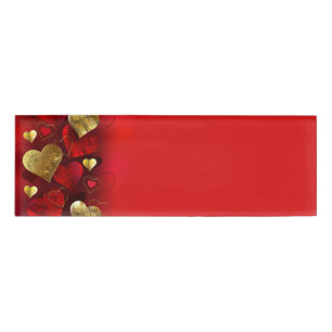 Golden and red valentines name tag