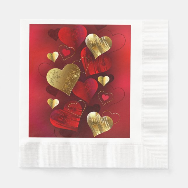 Golden and red valentines napkin (Front)