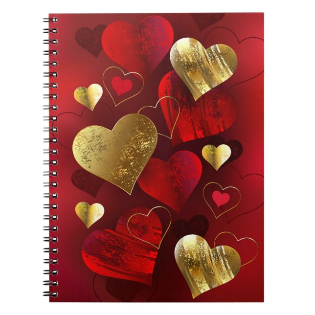 Golden and red valentines notebook (Front)
