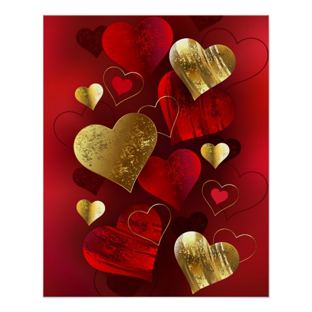Golden and red valentines poster (Front)