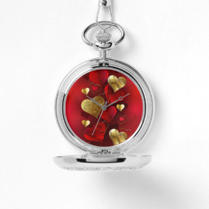Golden and red valentines watch