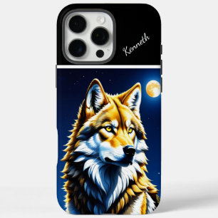 Golden and Silver Wolf Sunset iPhone 16 Pro Max Case