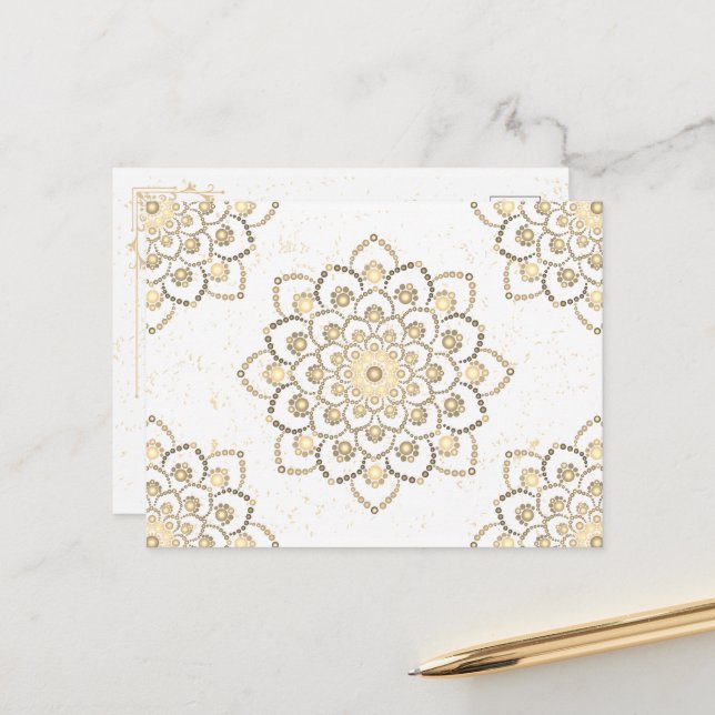 Golden and White Elegant Postcard (Front/Back In Situ)
